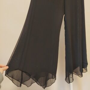 ALEX Evening L Black Wide Leg Palazzo Pants Sheer Unlined Pull On Whimsigoth